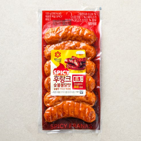 [로켓프레시] 백설 SPICY 후랑크 숯불불닭맛
