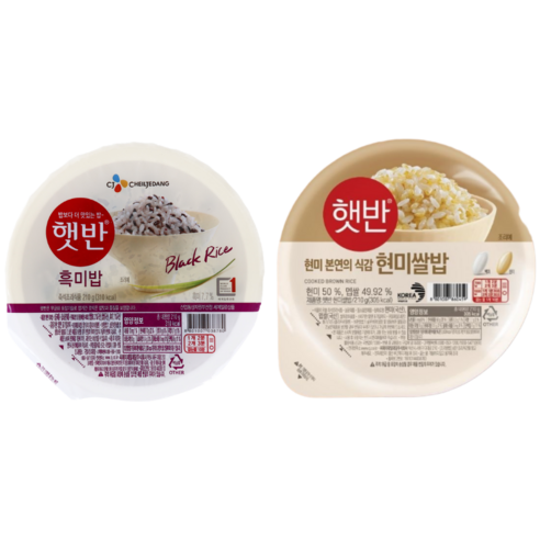 CJ 식단관리 건강햇반 흑미 + 현미쌀밥 반반 혼합 세트, 1팩, 420g