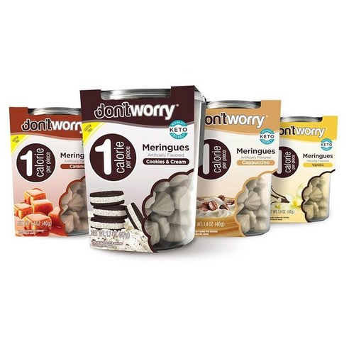 Don't Worry Meringue Cookies 케토 친화적 - 개당 저칼로리!, 건강한 사탕, 글루텐 프리 쿠키, 저탄수화물, 저설탕 스낵 4팩132197