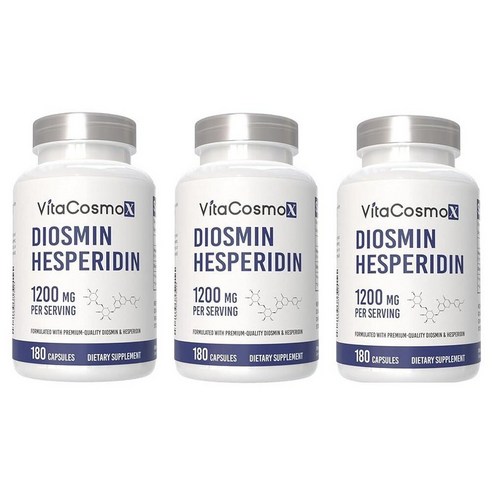 VitaCOS 코스moX Diosmin 헤스페리딘 1200mg 복합체, 180캡슐, 시트러스 바이오플라보노이드 풍부한 과일 추출물, 100% 채식주의자, GMO 프리 및 글루텐