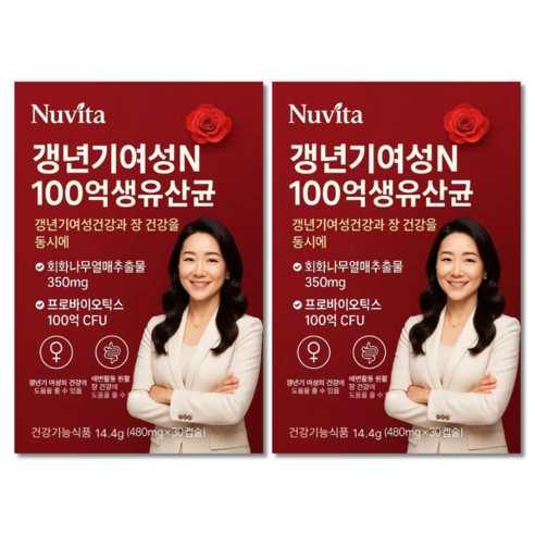[옵션확인] 비에날퀸 갱년기 유산균 다이어트 bnr17 식약청인증 / 소포리코사이드 중년 갱년기 100억 유산균, 2개, 30정