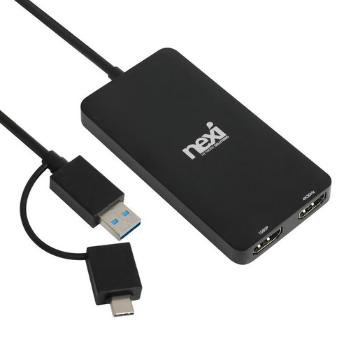 넥시 NX-U3130-2HD 듀얼 HDMI 컨버터 USB3.0 및 C타입 연결 / NX1316, 1개