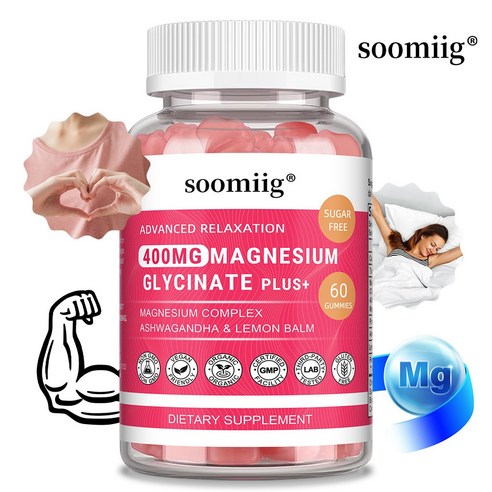 마그네슘 글리신 400mg 젤리, 남아공 취가, 사과산마그네슘, 타우린 첨가, 무설탕 포뮬라, 성인 어린이용 마그네슘 영양 보충제, 2개, 60회분
