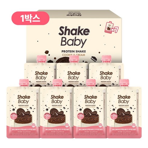 쉐이크베이비 단백질 쉐이크 쿠키앤크림맛 파우치, 7개, 45g