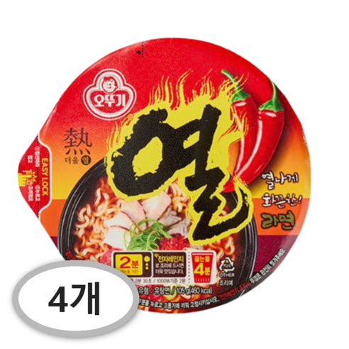 오뚜기 열라면 용기,105g, 4개