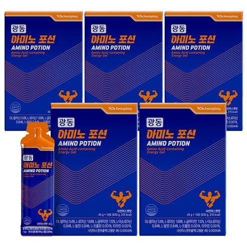 광동 아미노포션 에너지젤 BCAA 아미노산 14포 제로슈가, 5개, 630g
