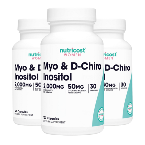Nutricost, 여성, 미오 및 d-카이로 이노시톨, 캡슐 120정 3 SET