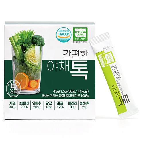 간편톡 야채톡 45g 유기농 100% 산마을