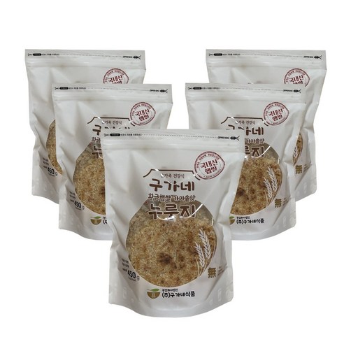 구가네식품 황금햅쌀 가마솥맛 누룽지, 450g, 5개