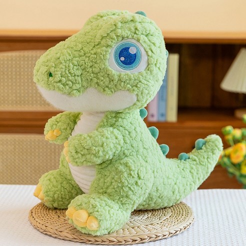 귀여운 큰눈 공룡 인형 티라노사우루스 아기 생일선물, 녹색, 23cm