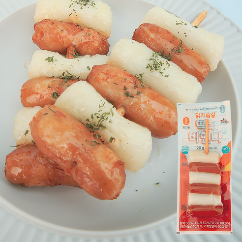 [밀리원] 소떡소떡 떡과비앤나 120g 쫀득쌀떡 육즙팡팡 닭가슴살소세지, 120g, 1개