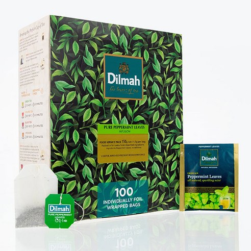 딜마 Dilmah FOIL ENV TBAG Pure PEPPERMINT Leaves (100 x 1.5g)