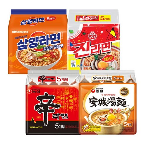 농심 신라면5+안성탕면5+오뚜기 진라면5+삼양라면5