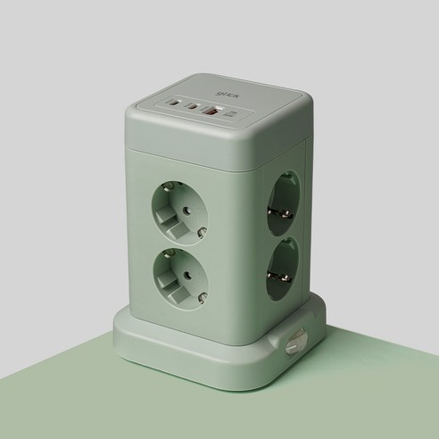 지클릭커 타워 8구 고용량 4000W USB 멀티탭 NP708PD 그린
