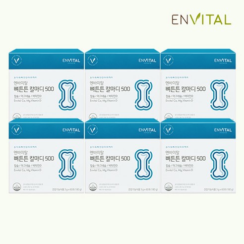 엔바이탈 뼈튼튼 칼마디500 6박스(박스당 3g x 60포) 칼슘 마그네슘 비타민D