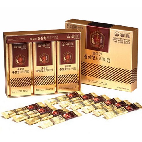 불로건 6년근 홍삼정 프리미엄 10ml 30포 홍삼스틱 면역력 건강 선물세트, 300ml, 1박스