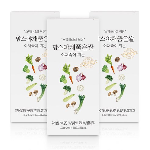 [맘스] 야채죽이 되는 간편 중기이유식재료 야채품은쌀 3box, 1세트, 100g, 3개