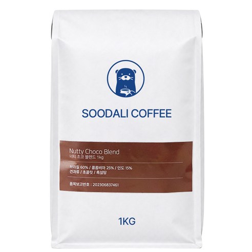 수달리커피 원두 고소한 너티초코 블렌드 커피, 1kg, 1개