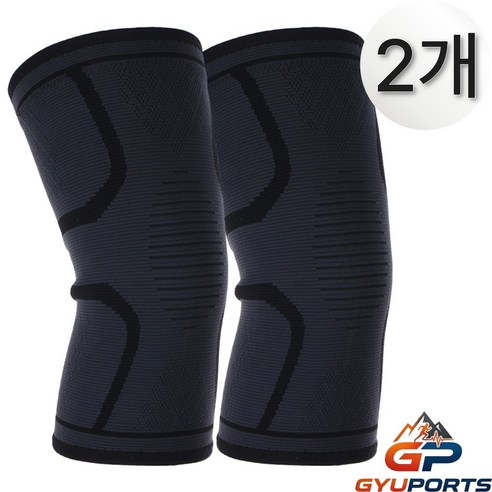 규포츠 편안한 고탄력 무릎보호대, 블랙, 2개