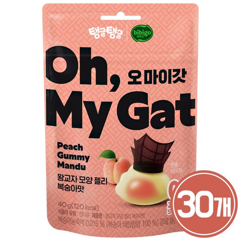 CJ 탱글탱글 비비고 오마이갓 왕교자 모양 젤리 복숭아맛, 30개, 40g