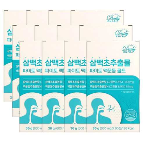 삼백초 추출물식약청인증 맥문동 파이토 HACCP 데일리큐어, 12개, 60정