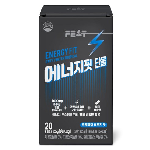 핏잇 에너지핏 단물 스포츠에너지음료 러닝 헬스 수영 등산, 20개, 5g