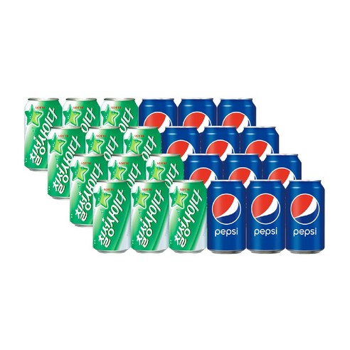 칠성사이다 업소용 355ml 12입+펩시콜라 업소용 355ml 12입 칠성사이다 제품은 355ml와 350ml가 혼용출고 됩니다, 24개, 355ml