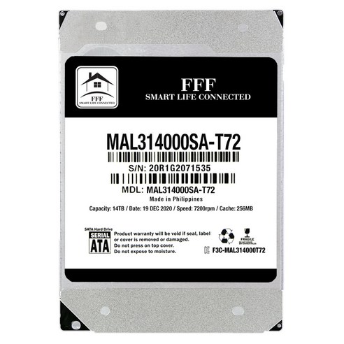 3.5인치 하드디스크 14TB 에프쓰리 HDD SATA3 7200RPM 256MB 14테라, 14TB, MAL314000SA-T72