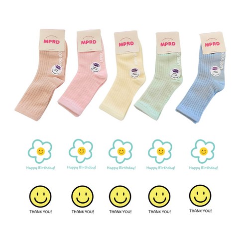 미포리댁 어린이집 생일 답례품 선물 유치원 졸업 입학 구디백 아동 유아 키즈 양말, 5세트