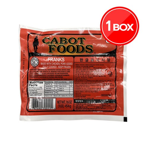 카보트 프랭크 소세지 454g 업소용 부대찌개 재료 핫도그 캠핑요리, 454g, 24개