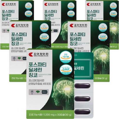 포스파티딜세린 징코 정 은행잎 추출물 비타민E 기억력 인지력 개선 두되건강, 30정, 6개