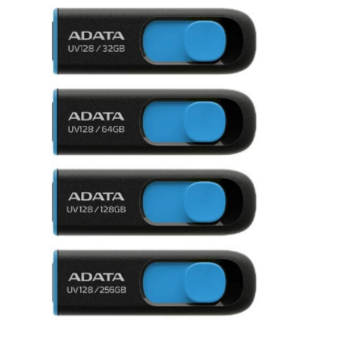 ADATA USB 3.2 플래시 드라이브, 고속 펜드라이브 U 스틱, USB 메모리 스틱, UV128, 32GB, 64GB, 128GB, 256GB