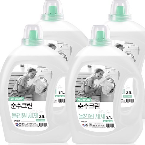 순수크린 올인원 액체세제 시그니처 3.1L X 4개입 대용량 실내건조 세탁세제