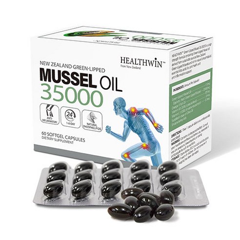 뉴질랜드 헬스윈 초록입홍합오일 그린머슬 35000mg, 1박스, 60정