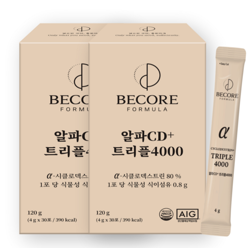 비코어 알파CD분말 식약청인증100% HACCP 알파시클로덱스트린 고함량 알파시디+트리플4000