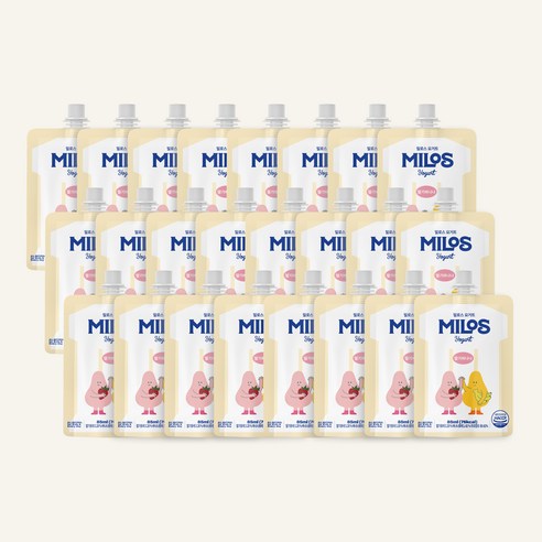 밀로스 어린이 요거트 자일리톨 파우치형 요거트볼, 24개, 85g, 딸기바나나