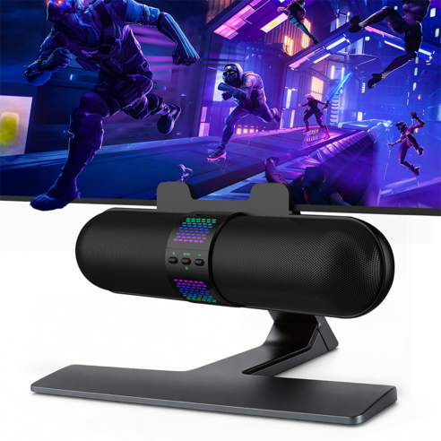 BESTISAN RGB 게이밍 사운드바 스피커 블루투스 PC 컴퓨터 스피커, 블랙, SE02