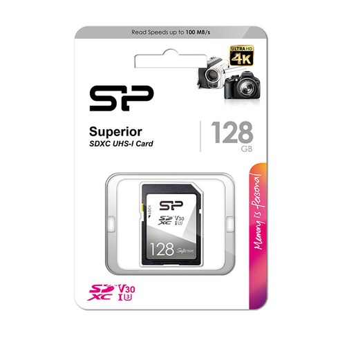 실리콘파워 SP SDXC UHS-I U3 V30 128GB, 1개
