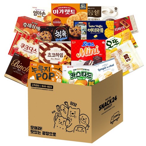 탕비실 사무실 꽝꽝 탕비실용 대용량 박스과자세트16p(초코하임+버터와플+엄마손+오예스+마가렛트+오뜨+몽쉘+칙촉+쿠크다스+카스타드+롯샌+후렌치+누룽지팝+빈츠+쌀과자+후레쉬), 과자 16p, 1세트
