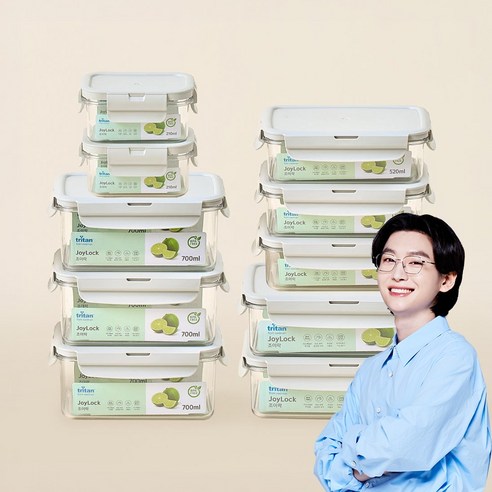 에코센스 조이락 트라이탄 밀폐용기세트 알뜰 반찬 패키지 10종, 소형(2종)+중형(8종), 1세트