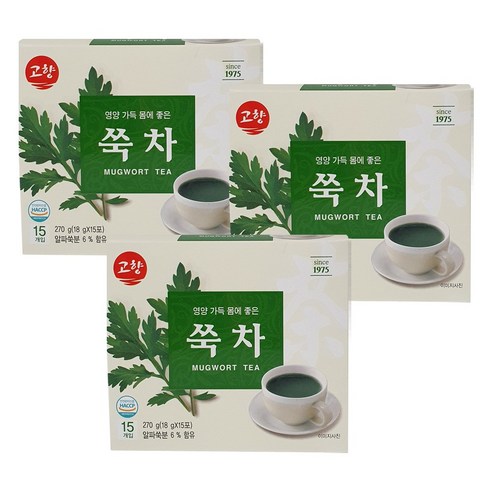 고향 쑥차 18g 15T x 3개 전통차, 18g, 15개입, 3개