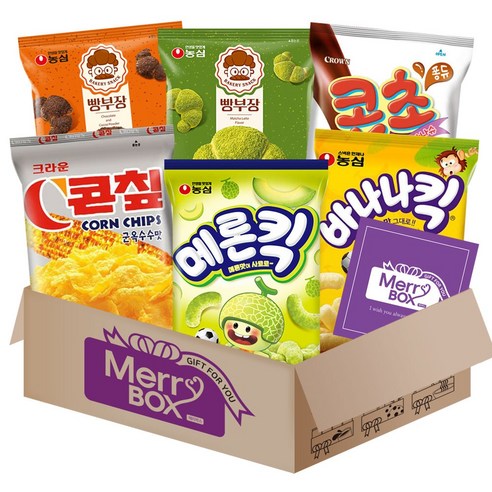 메리박스 콘스낵 02호 세트{바나나킥+메론킥+빵부장말차+빵부장초코+콘칩+콘초}+메세지카드, 1박스, 과자세트