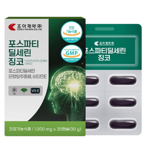 포스파티딜세린 징코 정 은행잎 추출물 비타민E 기억력 인지력 개선 두되건강, 30정, 1개