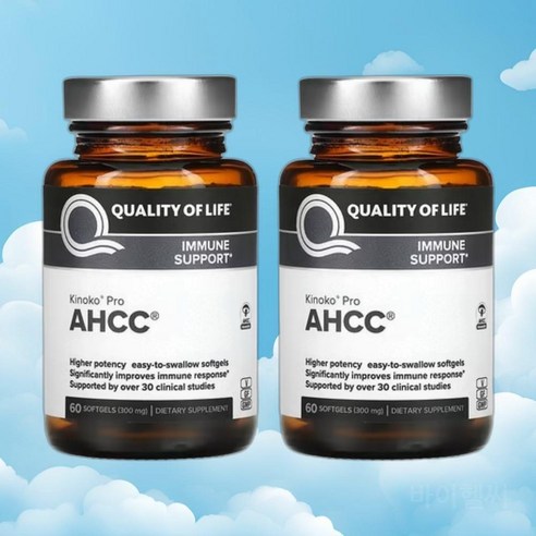 퀄리티오브라이프랩 AHCC RX 300mg 60정 2병 표고버섯균사체 소화효소