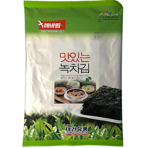 짭잘하고 맛있는 전장김 녹차김 자취반찬 식탁김 [미섬태건유통] [원산지:국산], 6개, 20g