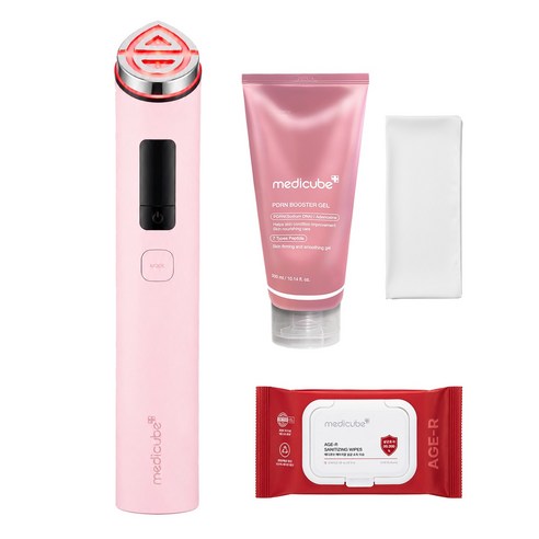 [국내정품/AS가능] 메디큐브 부스터 프로 X2 풀패키지 핑크 + PDRN 부스팅 초음파 젤 + AGE-R 에이지알  소독 티슈 + 극세사 융 보관 파우치