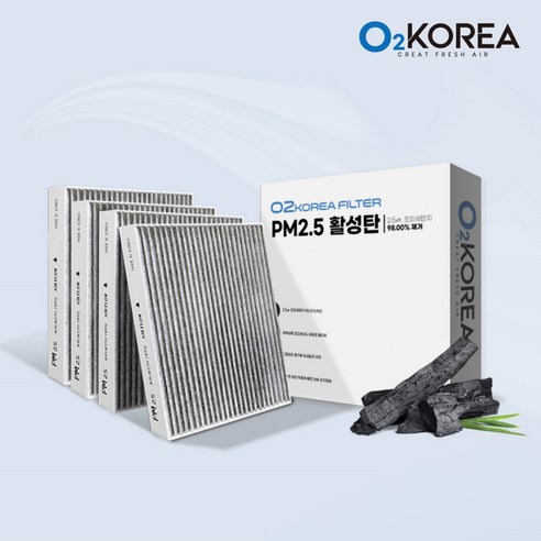 3+1 오투코리아 PM2.5 활성탄 자동차 차량용 에어컨필터 초미세먼지 (전차종 선택), 4개, OH168