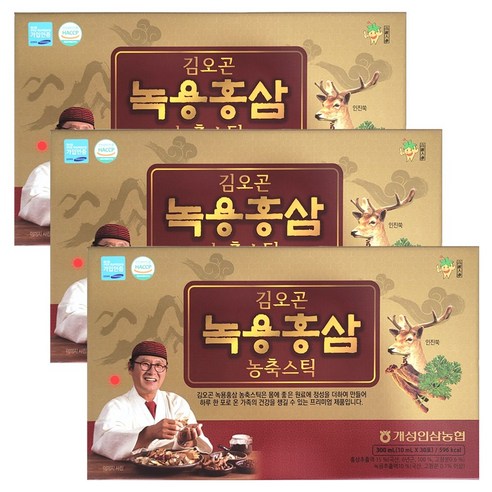 김오곤 녹용홍삼 농축스틱 선물세트, 300ml, 3박스