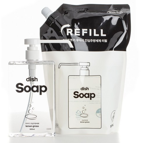 화이트트리 주방세제 500ml + 리필 1000ml, 1세트