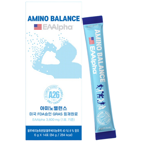 아미노밸런스 EAAlpha 류신단백질 아미노산보충제  BCAA의 36배효과 14포, 1박스